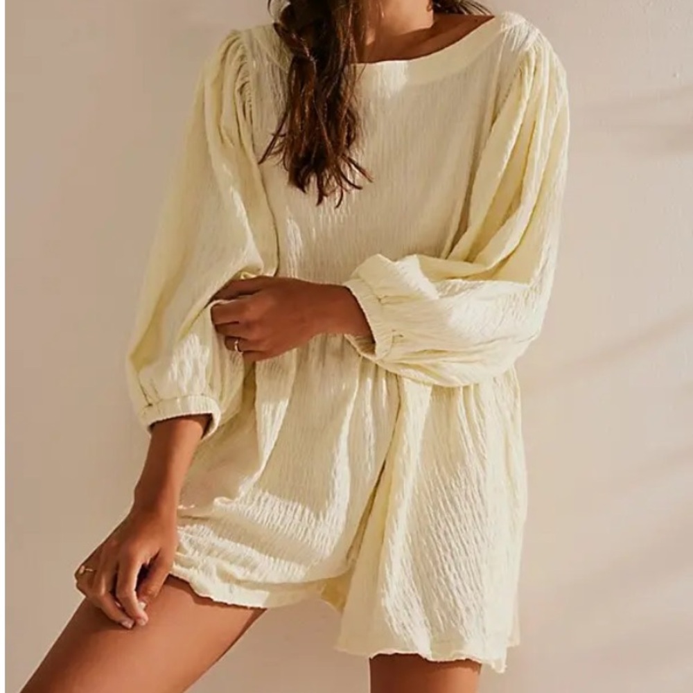 Free People Beyond Obsessed Light Yellow Romper